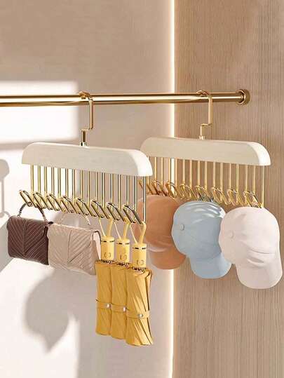 Wooden Strap Hanger Multi-Functional Underwear Vest Storage Organizer Tool For Home Dormitory Bedroom, Solid Wood Hook Wave Clothes Rack Display Stand Closet Organization Solution Hanging Wardrobe Accessories