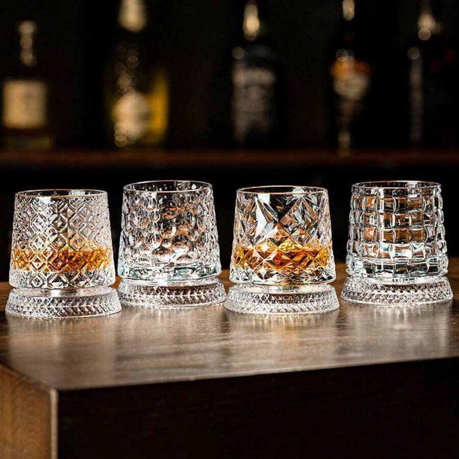 1/2 pieza Vaso de whisky de lujo de alta gama, vaso de cristal clásico, vaso de cerveza giratorio para alivio del estrés, vaso de licor premium, vaso de cristal giratorio, vaso de whisky para el hogar, vaso de licor, vaso de licores, vaso giratorio premium para alivio del estrés, vaso de whisky de cristal con relieve, vaso de bebida premium para alivio del estrés para mujeres, vaso de licor de alta gama, vaso giratorio viral