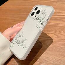Flower 1pc Feather Shell IMD Full Screen Blue Flower Pattern Phone Case, Personalized Compatible With Iphone 16 Pro Max, 15/14 Plus, 13, 12, 11 Protective Cover - Multicolor - View 2
