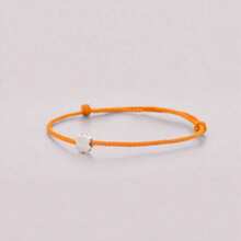 HuooNew 1 chiếc vòng tay bạc 925 hình cỏ bốn lá màu cam, kiểu bện, có thể điều chỉnh, vòng tay may mắn, trang sức ít gây dị ứng, món quà lý tưởng dành cho phái nữ. - Màu Mù tạt vàng - Xem 3