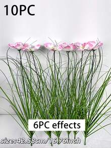 1/6/10 Maços de Grama Artificial de Cebolinha e Flores de Cosmos, Buquê de Girassol Rosa, Arbusto de Planta Verde Artificial para Exterior Resistente a Raios UV, Vegetação Artificial Simulada para o Solo, Adequado para Quintal, Jardim, Sala de Estar, Decoração de Hotel, Moldura de Janela, Casamento, Aniversário - multicolorido - Ver 15