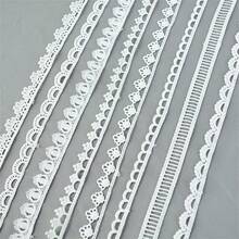 Dây ren trắng 5 thước/lô, ruy băng ren thêu cotton, vải ren móc, phụ kiện may vá thủ công DIY. - Màu xanh (1 cái) - Xem 6