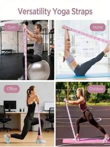 1条装，瑜伽阻力带，普拉提拉伸带，便携式分段可调节数码阻力带，舞蹈拉伸阻力带，多功能瑜伽普拉提阻力带，多环可调节运动带 - 彩色 - 查看 4