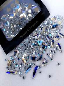 150 viên đá rhinestone tròn dẹt kèm 20 viên đá zirconia hình dạng bất thường lớn màu đen đỏ, phụ kiện làm móng, đá trang trí móng, đá quý trang trí móng. - Màu Hồng baby - Xem 5