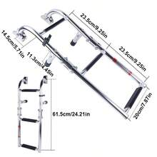 Foldable Stainless Steel Boat Ladder Folding Boarding Ladder 3 Steps Boat Marine - Silver - View 7