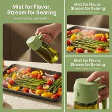 High Grade Olive Oil Dispenser Bottle,Light-Blocking Glass Blocks UV Rays & Preserves Flavor, Dual-Use Spray & Oil Pot, Free Light-Proof Label, Splash Proof, Suitable For Kitchen & Outdoor Cooking, Various Colors - 避光綠 - 查看 4