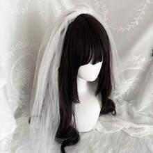 Dark Gothic Lolita Nun Headband Retro Cross Mantilla Veil Chapel Style Filomena Cosplay Headpiece For Women,Y2k - trắng - Xem 13