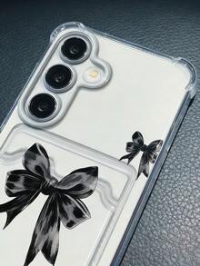 1个透明防摔气囊手机壳，带卡槽，黑色蝴蝶结图案，兼容苹果 17 Pro Max、17 Air、17 Pro、17、16 Pro Max、16 Plus、16 Pro、16、15 Pro Max、15 Plus、15 Pro、15、14 Pro Max、14 Plus、14 Pro、14、13 Pro Max、13 Pro、13、12 Pro Max、12 Pro、11 Pro Max、11 Pro、11、XS Max、XR、X/XS、7 Plus、8 Plus，以及三星Galaxy S10、S21、S22、S23、S24、S25、S26、Note20。 - 無色 - 查看 2