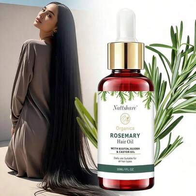 1瓶/2瓶装有机迷迭香护发油，按摩分叉发梢和干燥头皮 - 滋养秀发、保湿滋润的必备护发油，促进头发健康 - 首先滋养头皮，强健发根 | 即刻增添光泽和蓬松感 | 适合干性/中性/油性发质，男女通用