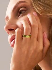Anillo giratorio inspirador de acero inoxidable "Soy suficiente" - Joyería de uso diario elegante para todas las estaciones - Anillos personalizados para mujer - Ver 3
