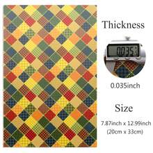 4piece/Set 7.7x12.9inch Plaid Button Flower Pattern Faux Synthetic Leather Set For DIY Bows Leather Crafts Earring Handmade Material - Default - View 4