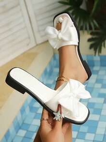 Dép lê nữ kiểu dáng thường ngày, dép quai ngang đế bằng thời trang mùa hè dành cho nữ, thích hợp mang đi dã ngoại. - trắng - Xem 1