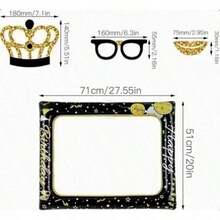 17pcs Birthday Photography Studio Prop Set, Black And Gold Party Photography Studio Props, Easy To Assemble DIY Party Photo Shoot Props, Birthday Selfie Props, Graduation Photo Studio Props For Women And Girls - Gold - View 3