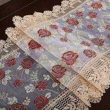 HXARTMIS 1pc Elegant Lace Rose Embroidered Edged Table Runner, Vintage Lace Mesh Table Decor, Romantic Floral Dining Table Decoration Suitable For Restaurant, Kitchen, Wedding, Party, Home Decor, Mother's Day, Valentine's Day, Father's Day Holiday Themes - Brown - View 7