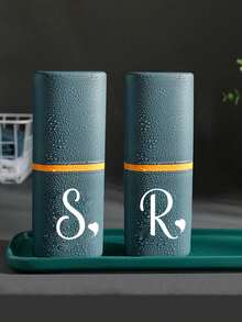 A-Z Letter Artistic Love Design Portable Toothbrush Holder, Keeps Your Toothbrush Clean And Ready To Use! Travel Toothbrush Rack, Portable Toothbrush Cup Cover, Ideal For Travel, Camping, Business Trips And School. - A - View 7