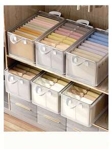 Transparent PVC Storage Basket With Stainless Steel Frame - Foldable Closet Organizer Bin, Multi-Functional Home Storage, Space-Saving Design, Classic Model, Suitable For Underwear, Clothes And Under Bed Storage, Minimalist And Fashionable, Stackable Wardrobe Organizer Box, Portable Storage Container - Multicolor - View 11