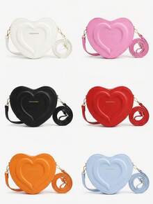 Sleek Aesthetic 3D Heart-Shaped Crossbody Bag With Unique Stereoscopic Design And Vibrant Hue Modern Shoulder Bag For Fashionable Women Stylish Available In Multiple Colors Ideal For Romantic Dating Party Street Photography Multicolored Heart-Shaped Bag Women's Crossbody Bags Women's Shoulder Bags - 彩色 - 查看 4