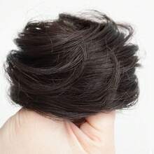 1 chiếc kẹp tóc giả thẳng cho nữ, kiểu tóc búi bồng bềnh, phụ kiện tạo kiểu tóc vòng tròn mềm mại. - Nhiều màu - Xem 12