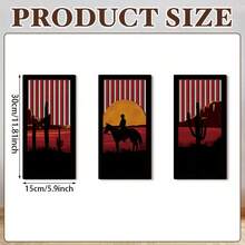3 Stücke amerikanischer Country Western Cowboy Holz-Wanddekoration mit Durchbrüchen, vintage Kaktus Wanddekoration, Wohnausstattung, geeignet für Wohnzimmer, Schlafzimmer, Arbeitszimmer, Balkon, Badezimmer usw., amerikanische Country Vintage Kaktus Heimdekoration - Verschiedenfarbig - Übersicht 5