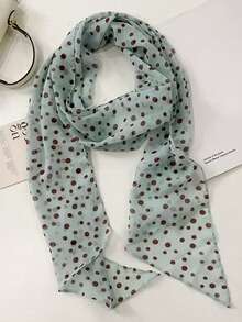 1条韩式波点小众真丝围巾，优雅领巾 - 彩色 - 查看 1