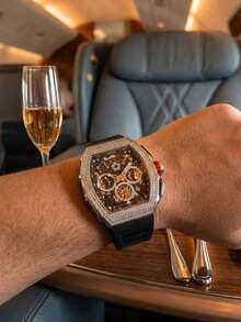 ONOLA 品牌 2025 新款时尚男士桶形机械腕表，多功能计时夜光运动腕表，3ATM 防水，派对腕表，送给家人、朋友和丈夫的理想生日礼物 - 均碼 - 查看 4