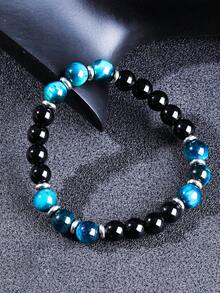 Natural Blue Tiger Eye Gemstone Bracelet, Protection, Confidence Bracelet, Stone Of Mental Clarity Healing Energy | Manifestation | Balance Jewelry Gift For Men Women - Multicolor - View 2