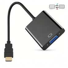 1pc 19Pin HD Male To VGA Female Adapter Compatible With All-In-One PC, Notebook, Display Screen, HD Projector, Smart TV, Game Console, Streaming Media Device Suitable For Dorm, Household, Office And Business Use - Black - View 1