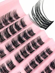 100pcs 8-16mm Mixed Length Delicate Personal False Eyelashes, Natural Makeup Effect, D-Curl Curly & Thick, DIY Eyelash Extension, 40D Soft & Fluffy Lash Clusters For Dense & Long-Lasting Lash Effect - D - View 3