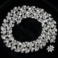 1pc 35.43 Inch Crystal Rhinestone Sewing Craft Chain, Elegant Minimalist Body Chain, Luxury Rhinestone Decor Chain, Claw Chain, Crystal Rhinestone Chain, Shiny DIY Decor, Clothing Decor Diamond Shoulder Strap Adjustable Crystal Shoulder Strap Accessory, Wedding Sewing Decor Accessory, Luxurious Rhinestone Strip, Sewing Supplies - Multicolor - View 3