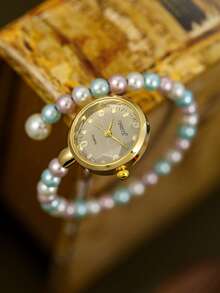 女款手鍊石英手錶，時尚復古精緻設計，適合日常佩戴，生日/畢業禮物的最佳選擇 - 彩色 - 查看 6