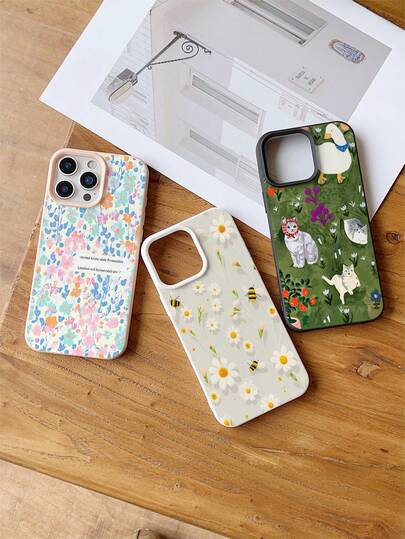 Bộ 3 ốp lưng điện thoại TPU mềm dẻo chống rơi với các họa tiết hoa, chữ cái, hoa cúc, ong, mèo con, vịt, phù hợp với 11/11 Pro Max/12/12 Pro/12 Pro Max/13/13 Pro/13 Pro Max/14/14 Pro/14 Pro Max/14 Plus/15/15 Pro/15 Pro Max/15 Plus/16/16 Pro/16 Pro Max/16 Plus/17/17 Pro/17 Pro Max, món quà tuyệt vời dành cho phụ nữ.