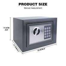 7Sevenjokers 4.6L Grey Electronic Digital Security Safe Box With Dual Keys & Dual Layer Protection, Secure Storage For Cash Passports Documents Home Office Hotel - Grey - View 6