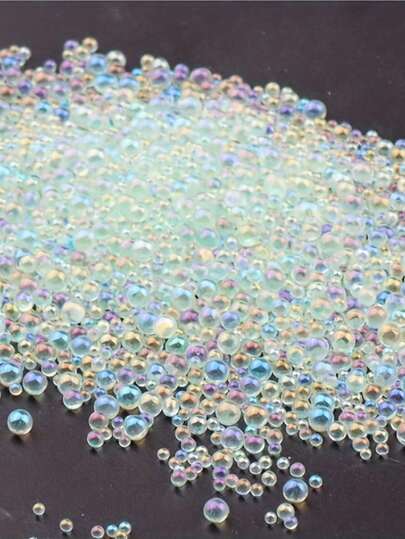 10g Cuentas de cristal de vidrio para decoración de uñas, 1 caja de bolas de arte de uñas soñadoras, accesorios de manicura, dijes de uñas DIY, gemas de uñas, suministros de uñas