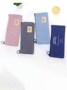 Hộp đựng bút, ví đựng tiền xu, văn phòng phẩm, mỹ phẩm bằng vải Oxford kẻ sọc sáng tạo, dung tích lớn. - A - Xem 5