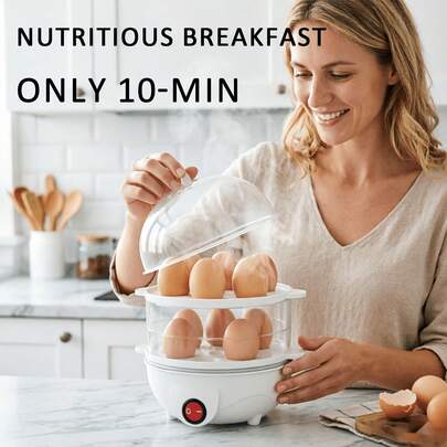 Easy-Clean Electric Egg Cooker With Stainless Steel Heating Plate - Auto Power Off Egg Boiler