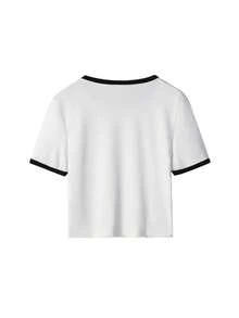 1 pièce T-shirt décontracté à manches courtes et col rond pour femmes - Imprimé mignon de tigre de dessin animé portant des lunettes roses et du chewing-gum, style de rue Y2K blanc d'été - Blanc - Voir 4