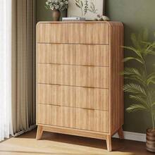 Fluted 5/6/9 Drawer Dresser For Bedroom, Chest Of Drawers With Curved Profile Design, Modern Wooden Dresser TV Stand With Organizer Storage For Living Room, Entryway, Natural Oak - 淺棕色 - 查看 7