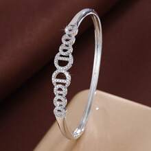 1pc Minimalist Round Chain Design Cubic Zirconia Inlaid Women Bracelet - Multicolor - View 2