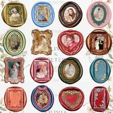Vintage Embossed Frame Wax Seal Stamp - 3D Relief Photo Frame Seal Stamps With Wood Handle Retro Sealing Wax Stamp For Wedding Invitations Scrapbooking Letters Rectangle #4 - 橢圓形邊框印章#14 - 查看 8