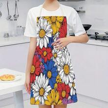 1pc Beautiful Floral Pattern Kitchen Apron, Suitable For Kitchen, Living Room, Dining Room, Hotel, Outdoor BBQ And Other Scenarios, Made Of 100% Polyester, Machine Washable - Multicolor - View 7