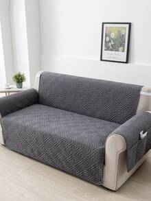 1 tấm bọc ghế sofa bền chắc, dễ vệ sinh, thân thiện với thú cưng, thiết kế chần hình thoi, phù hợp với ghế sofa 1/2/3 chỗ ngồi, thoáng khí suốt bốn mùa, bọc ghế sofa hiện đại có túi bên hông. - Xám - Xem 5