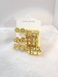 Bộ 6-18 chiếc khuyên tai CCB mạ vàng, kiểu dáng thanh lịch và sang trọng, thích hợp làm quà tặng Ngày của Mẹ, đeo hàng ngày, đi du lịch, dự tiệc. - Vàng - Xem 5