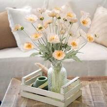 Artificial Silk Poppy Flower Bouquet, Plastic Floral Centerpiece Decoration For Wedding, Home, Kitchen, Garden, Party, Silk Poppy Flower With Stem, Wedding Party Table Centerpiece Decor - Champagne - View 1