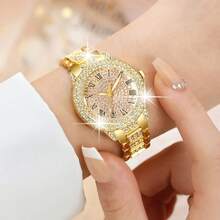 Bộ 2 đồng hồ nữ, đồng hồ thạch anh sang trọng và tinh tế dành cho nữ, mặt số có chữ số La Mã và vạch chỉ giờ, dây đeo có thể tháo rời kèm dụng cụ, phù hợp để đeo hàng ngày, làm quà sinh nhật, quà tựu trường, quà Lễ Tạ ơn, quà tặng cho cặp đôi, quà tặng đặc biệt (không bao gồm hộp quà). - Vàng - Xem 5