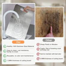 Premium Stainless Steel Kitchen Cutting Board, Upgraded In 2026 To 100% 304 Stainless Steel Construction For Lasting Durability. Features A Non-Slip, Non-Stick Surface And Portable Design Ideal For Cutting Meat And Vegetables. - Bạc - Xem 7