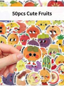 50pcs Fruit In A Picture Book Style Cute And Creative Cartoon Stickers DIY Guitar Luggage Refrigerator Water Cup Planner Supplies Decorative Laptop Personalization Stickers - Multicolor - View 7