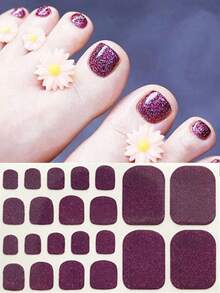 Pegatinas para arte de uñas de los pies, diseños de corazones y patrones geométricos de dibujos animados, purpurina multicolor, diseño mixto versátil, fácil aplicación con raspador - Multicolor - Ver 26