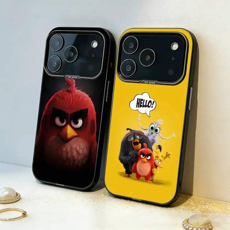 1PC Funda de Teléfono Anime Game-R-Angrys-R-Birds para iPhone 17, 16, 15, 14, 13, 12, 11, Pro, MAX, de Silicona Gris Mate y Negra - Azul - Ver 1