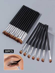 Bộ 30 cọ tán phấn mắt góc cạnh kiểu nhuộm tie-dye, cọ trang điểm mềm chuyên nghiệp cho việc trang điểm mắt chi tiết, dụng cụ làm đẹp. - màu đen - Xem 4