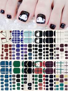Pegatinas para arte de uñas de los pies, diseños de corazones y patrones geométricos de dibujos animados, purpurina multicolor, diseño mixto versátil, fácil aplicación con raspador - Multicolor - Ver 9